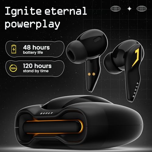 Boult Audio UFO Truly Wireless in Ear Earbuds with 48H Playtime, Built-in App Support, 45ms Low Latency Gaming, 4 Mics ENC, Breathing LEDs, 13mm Bass Drivers Ear Buds TWS, Made in India (White Opal)