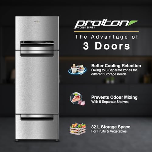 Whirlpool 235 L Frost Free Triple-Door Refrigerator (FP 253D PROTTON ROY RADIANT STEEL(Z) Double Door Refrigerator space, 2024 Model)