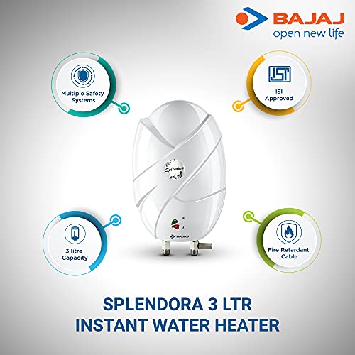 Bajaj Skive 5 Litre Instant Water Heater for home| High Grade SS Tank| Multiple Safety System| Suitable for High Rise| Shock Resistant| Rust Proof Outer| 5-Year* Tank Warranty by Bajaj |White