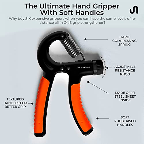 Bodyband Hand Grip Workout Strengthener, Adjustable Hand Gripper for Men & Women for Gym Workout Hand Exercise Equipment to Use in Home for Forearm Exercise, Finger Power Gripper