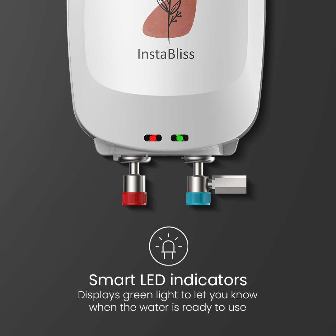 Crompton InstaBliss|3L|3000-Watts Powerful Heating|Electric Instant Water Heater (Geyser) for home|High Grade SS Tank with Advanced 4 Level Safety|Rust-Proof|White|Wall Mounting