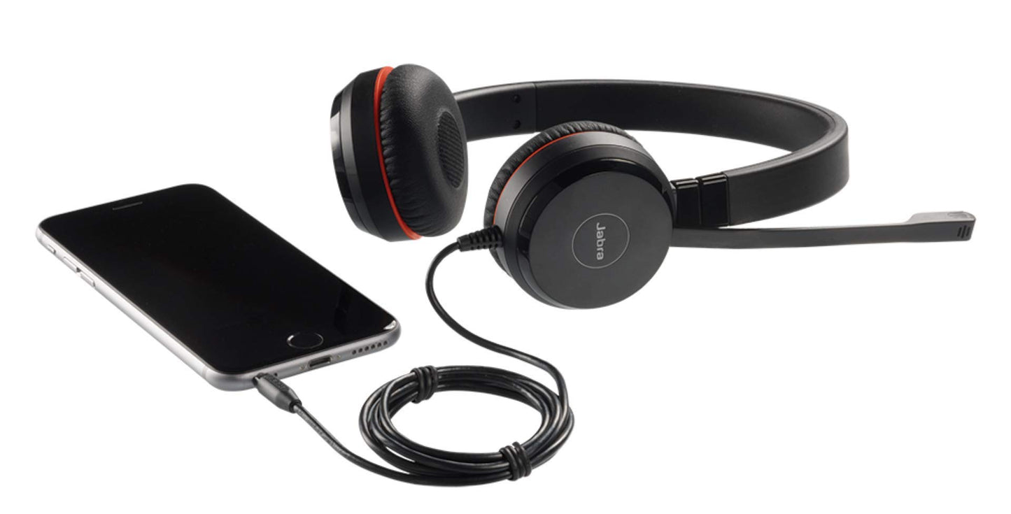 (Refurbished) Jabra Evolve 30 II Stero On Ear Wired Headphone with Mic (Black)