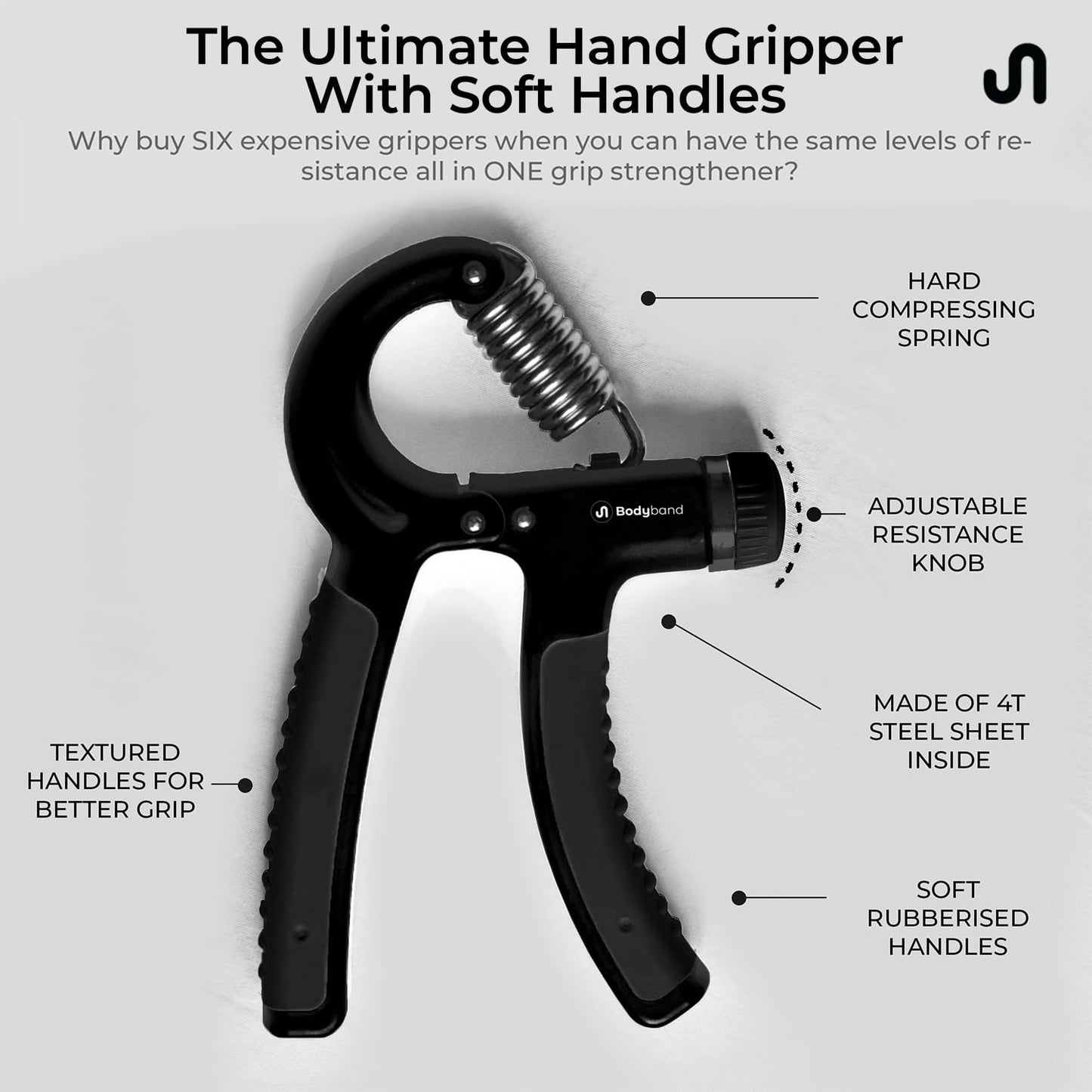 Bodyband Hand Grip Workout Strengthener, Adjustable Hand Gripper for Men & Women for Gym Workout Hand Exercise Equipment to Use in Home for Forearm Exercise, Finger Power Gripper