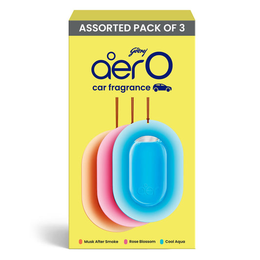 Godrej aer O – Hanging Car Air Freshener – Assorted Pack of 3 (22.5g) | Gel Lasts up to 30 days | Car Accessories