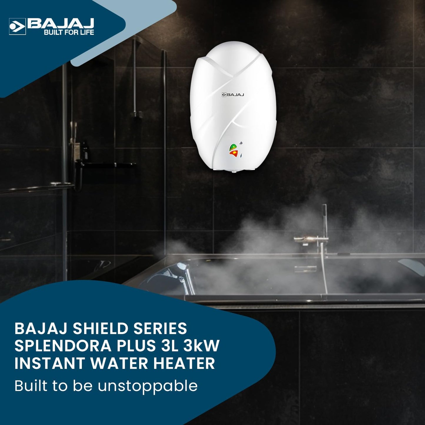 Bajaj Skive 5 Litre Instant Water Heater for home| High Grade SS Tank| Multiple Safety System| Suitable for High Rise| Shock Resistant| Rust Proof Outer| 5-Year* Tank Warranty by Bajaj |White