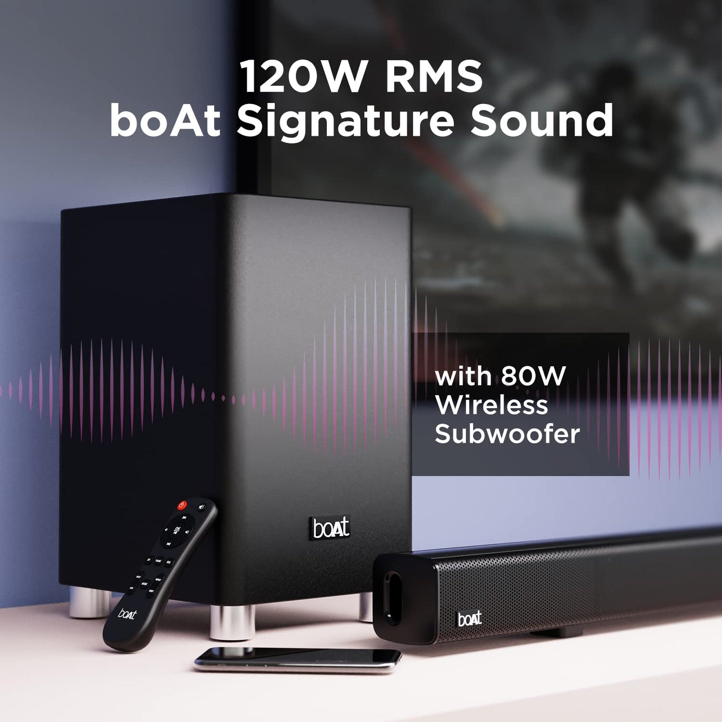 boAt Aavante Bar 610 Bluetooth Soundbar with 25W RMS Signature Sound, 2.0 Channel with Dual Passive Radiators, Upto 6 Hours Playback & Multi Connectivity(Charcoal Black)