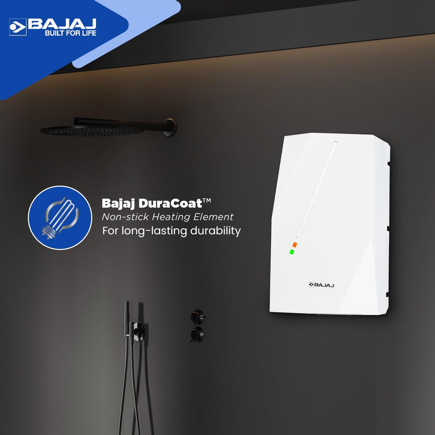 Bajaj Skive 5 Litre Instant Water Heater for home| High Grade SS Tank| Multiple Safety System| Suitable for High Rise| Shock Resistant| Rust Proof Outer| 5-Year* Tank Warranty by Bajaj |White