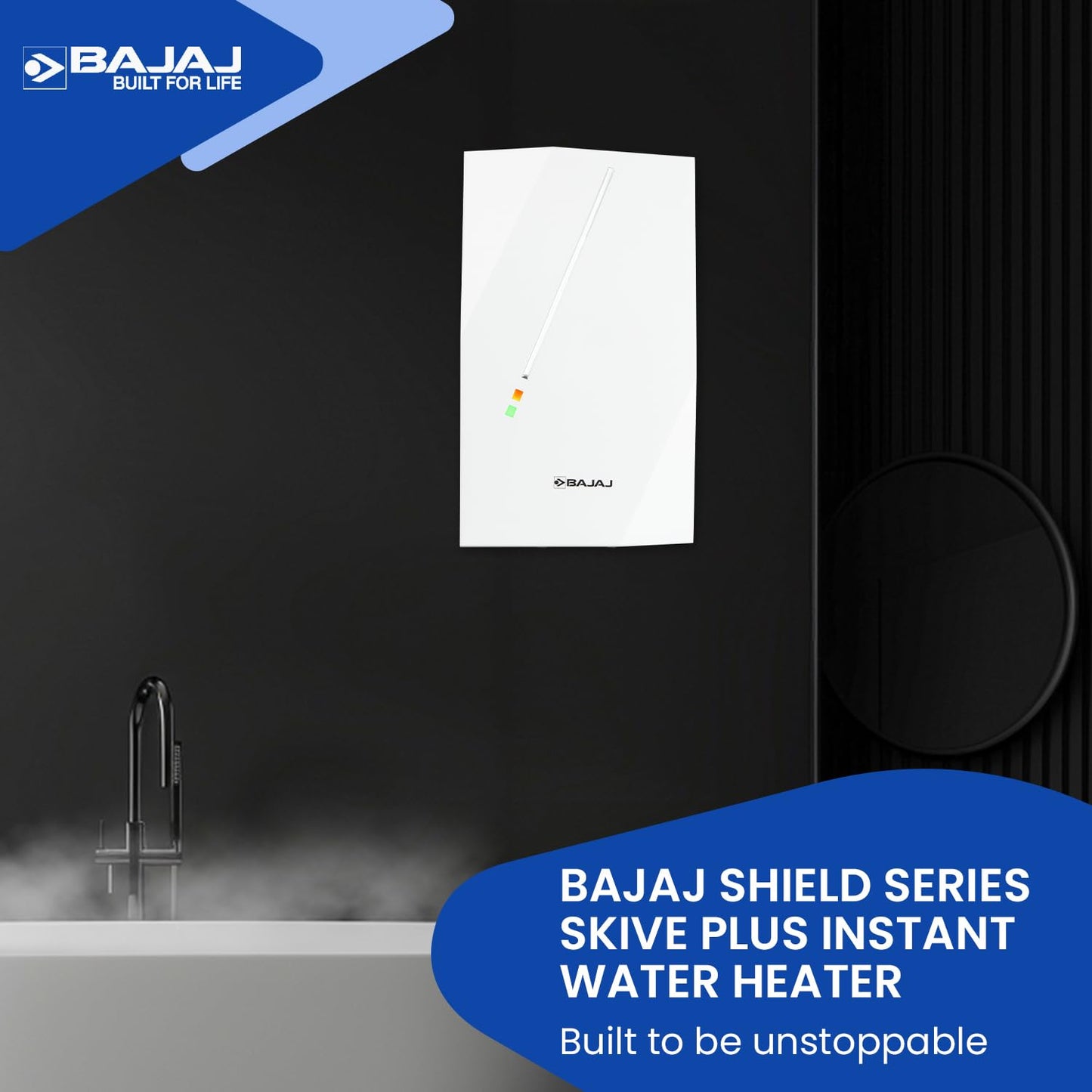 Bajaj Skive 5 Litre Instant Water Heater for home| High Grade SS Tank| Multiple Safety System| Suitable for High Rise| Shock Resistant| Rust Proof Outer| 5-Year* Tank Warranty by Bajaj |White