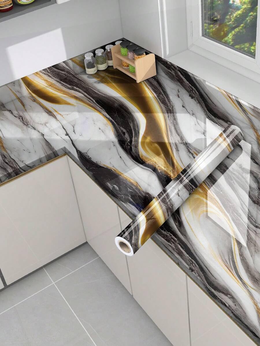 FARENI Self-Adhesive Kitchen Wallpaper, PVC 3D Wall Sticker Oil Proof & Waterproof, Kitchen Backsplash White Stickers Wallpaper for Hotel/Living Room/Bedroom & Café Walls (60cm x 200cm) - Pack of 1