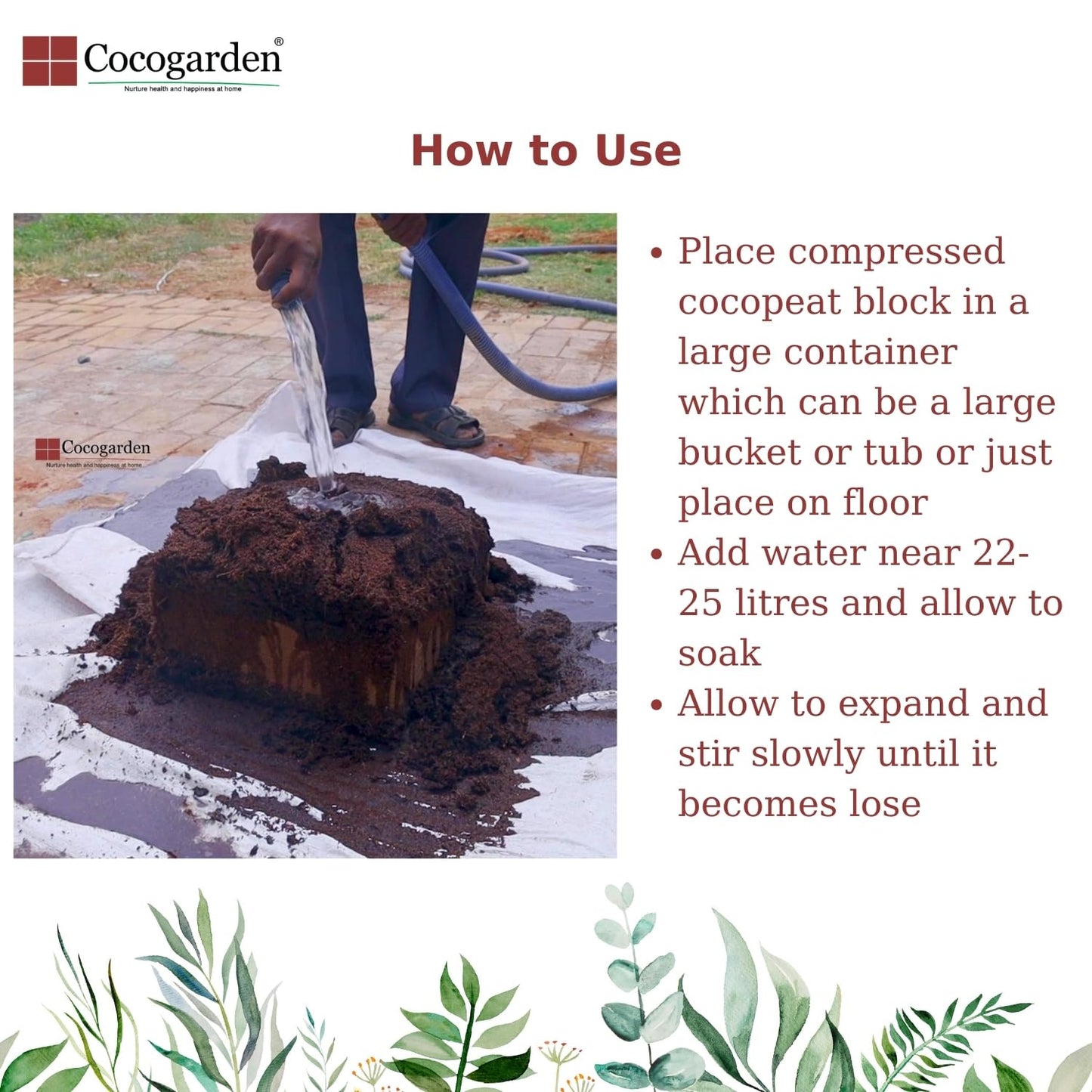 Cocogarden® Cocopeat Block - Expands Up to 75 litres of Coco Peat Powder & Cocogarden Enriched Vermicompost 5 Kg - Effective and Complete Plant Food