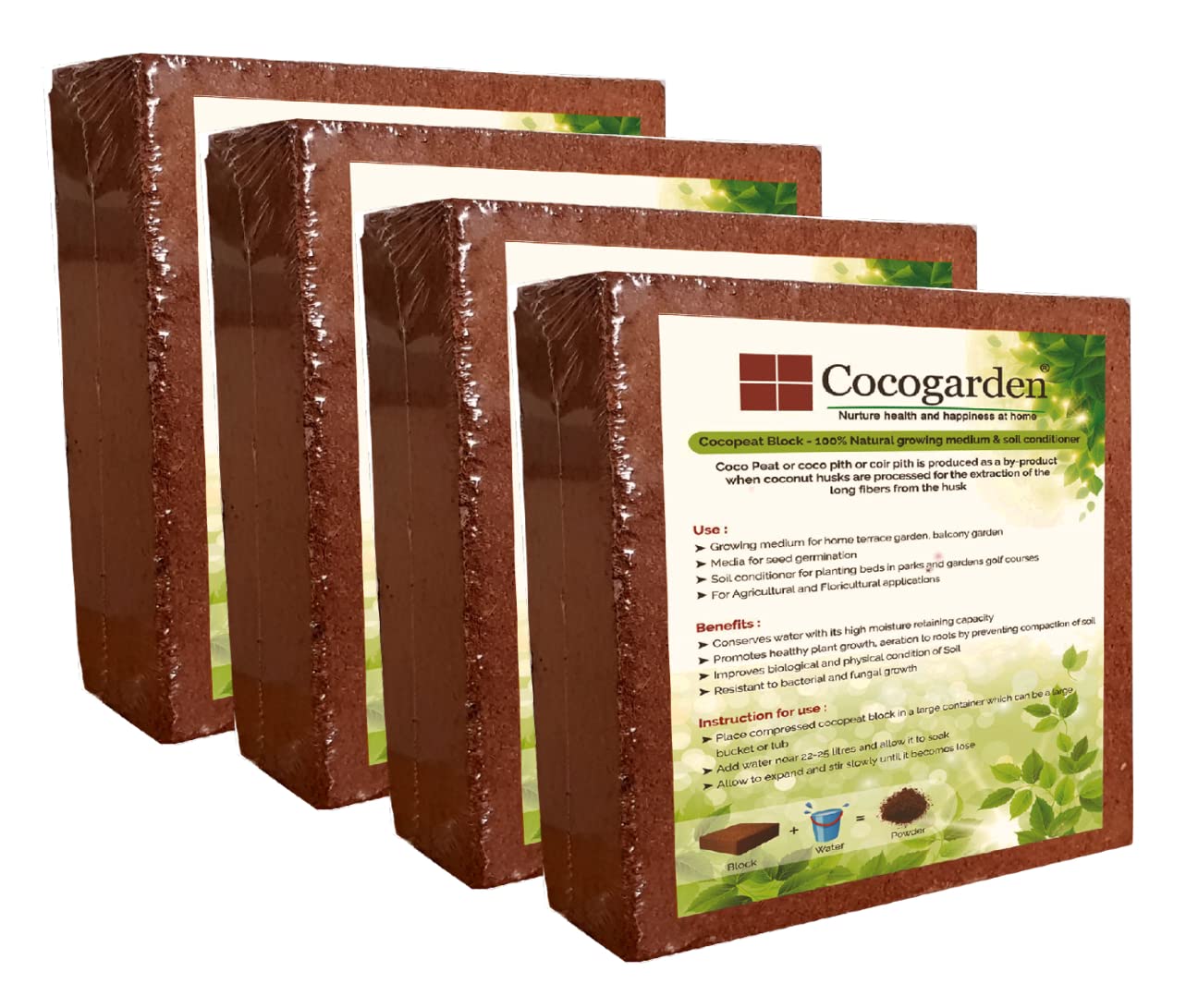 Cocogarden® Cocopeat Block - Expands Up to 75 litres of Coco Peat Powder & Cocogarden Enriched Vermicompost 5 Kg - Effective and Complete Plant Food