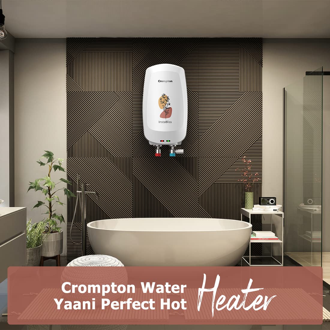 Crompton InstaBliss|3L|3000-Watts Powerful Heating|Electric Instant Water Heater (Geyser) for home|High Grade SS Tank with Advanced 4 Level Safety|Rust-Proof|White|Wall Mounting