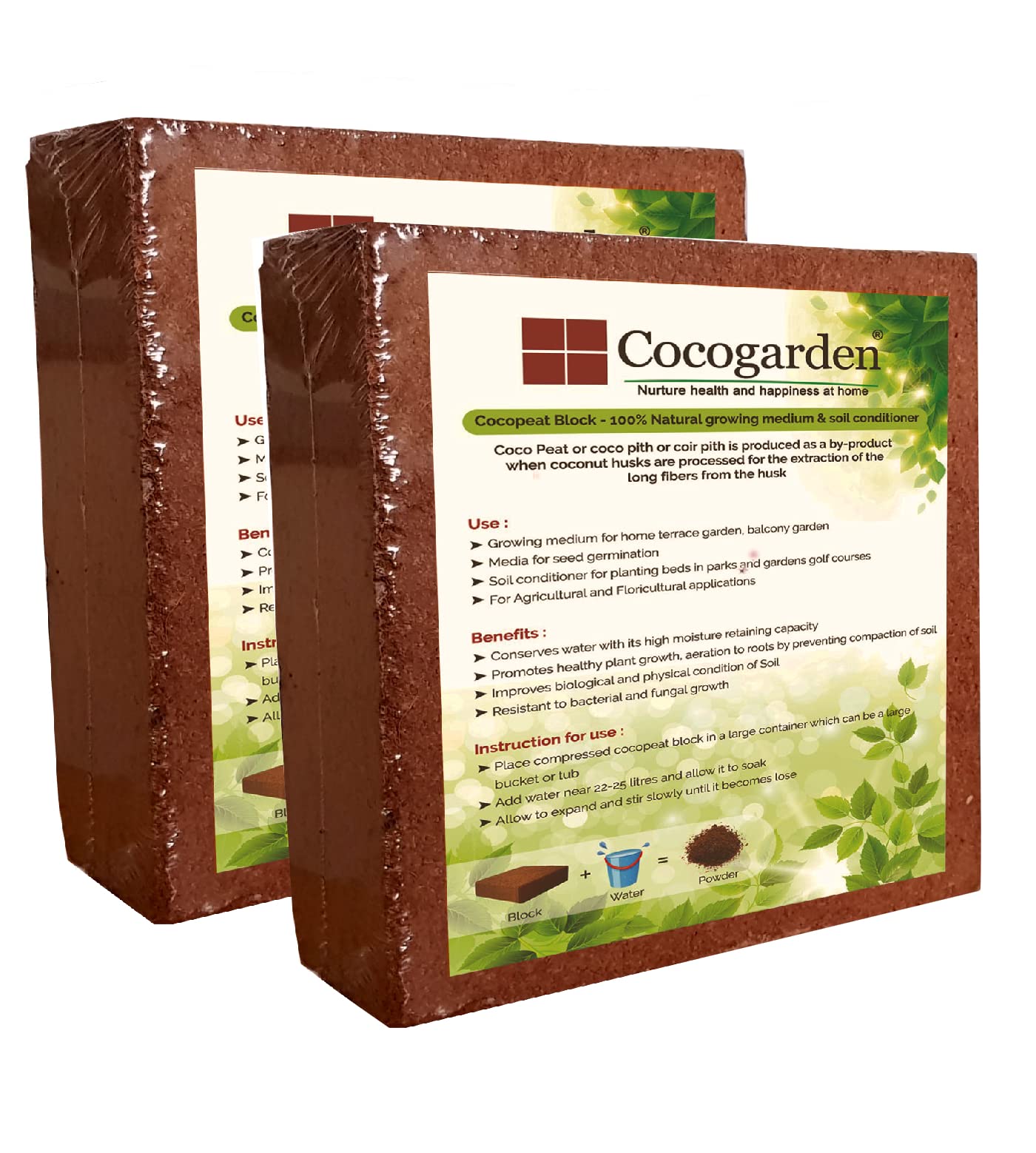 Cocogarden® Cocopeat Block - Expands Up to 75 litres of Coco Peat Powder & Cocogarden Enriched Vermicompost 5 Kg - Effective and Complete Plant Food