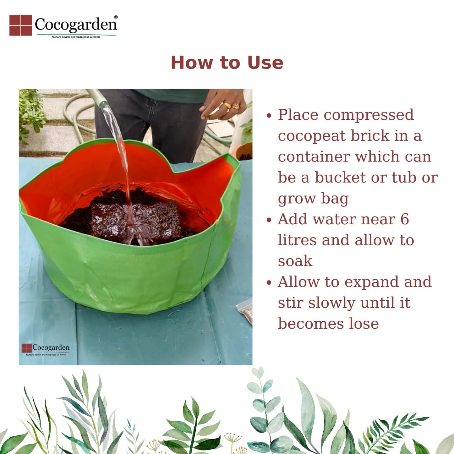 Cocogarden® Cocopeat Block - Expands Up to 75 litres of Coco Peat Powder & Cocogarden Enriched Vermicompost 5 Kg - Effective and Complete Plant Food