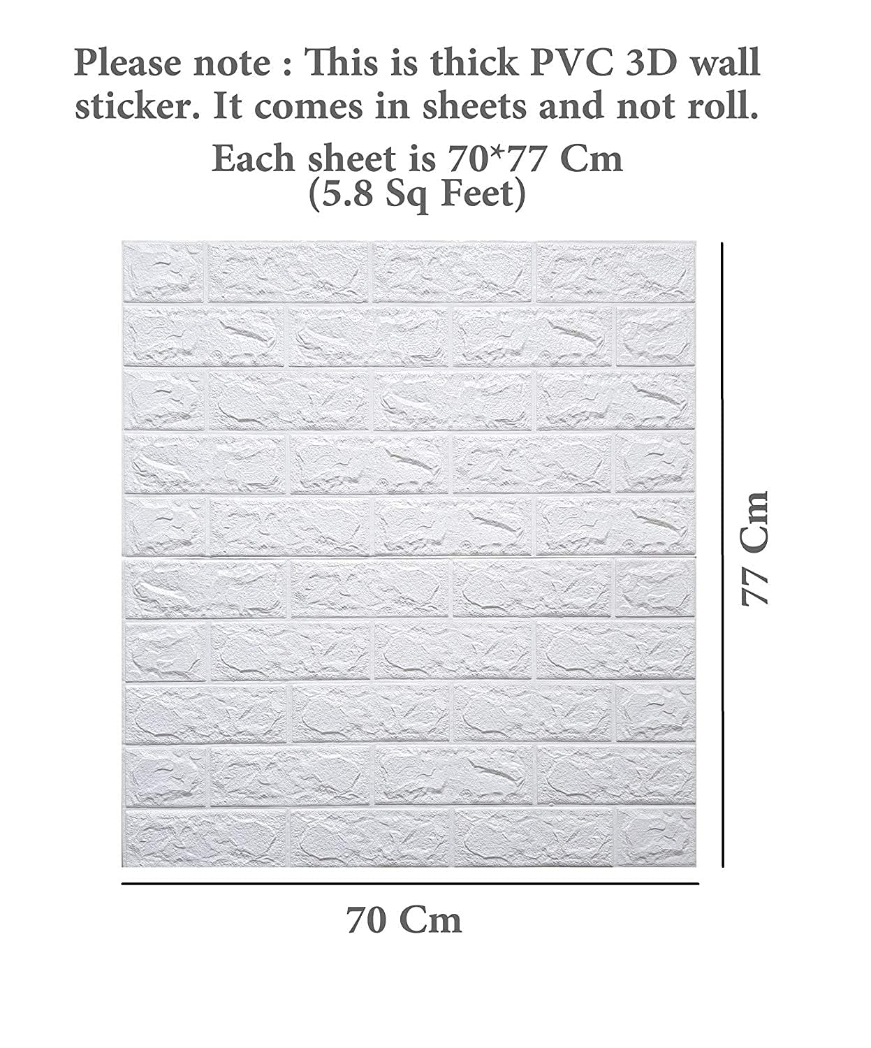 POZET 3D Brick Wallpaper PE Foam self Adhesive Brick Design Wall Stickers/DIY Wallpaper for Home Hotel Living Room Bedroom Cafe Deco (70 x 77 cm, White)