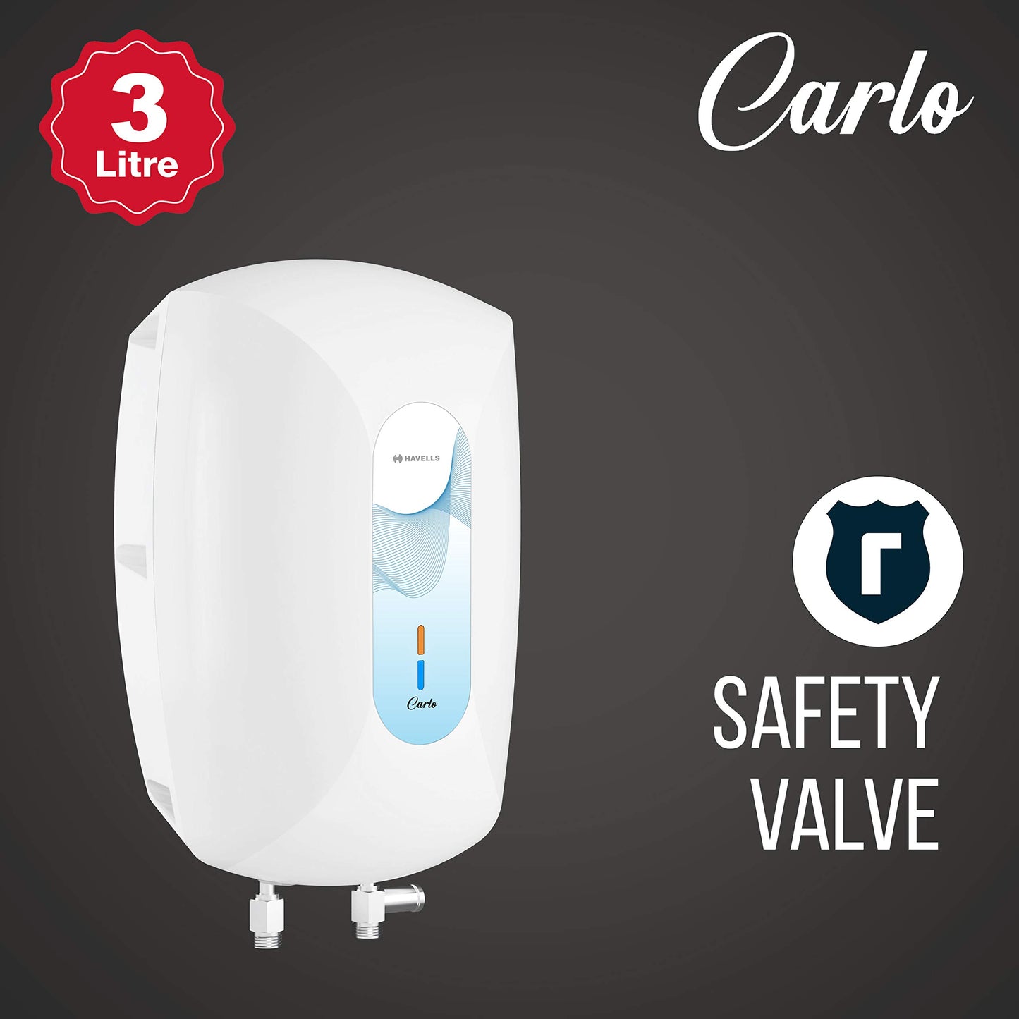 Havells Instanio 3 Litre Instant Water Heater | Color Changing LED Indicator, Rust & Shook Proof | SS Tank, ISI Certified, Warranty: 5 year on Inner Container ; 2 year comprehensive | (White Blue)