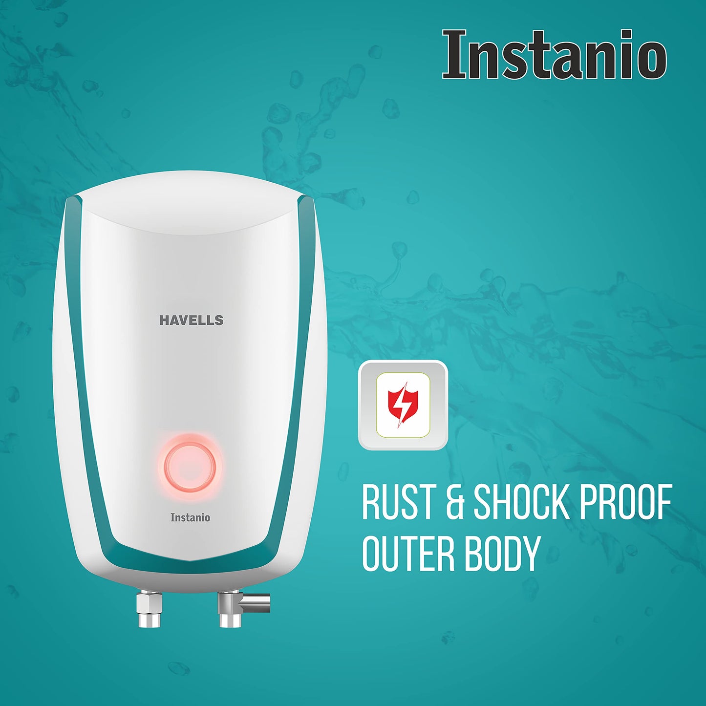 Havells Instanio 3 Litre Instant Water Heater | Color Changing LED Indicator, Rust & Shook Proof | SS Tank, ISI Certified, Warranty: 5 year on Inner Container ; 2 year comprehensive | (White Blue)