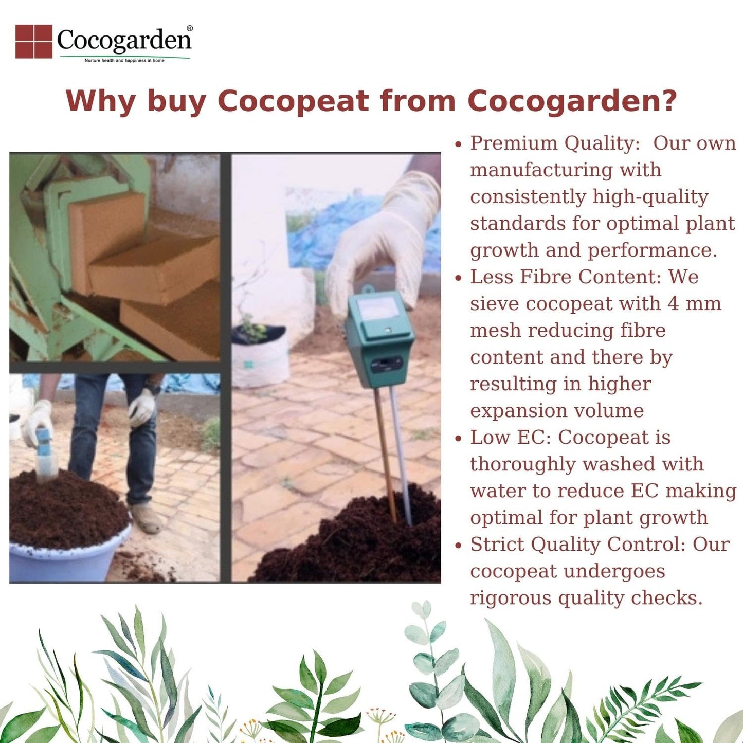 Cocogarden® Cocopeat Block - Expands Up to 75 litres of Coco Peat Powder & Cocogarden Enriched Vermicompost 5 Kg - Effective and Complete Plant Food