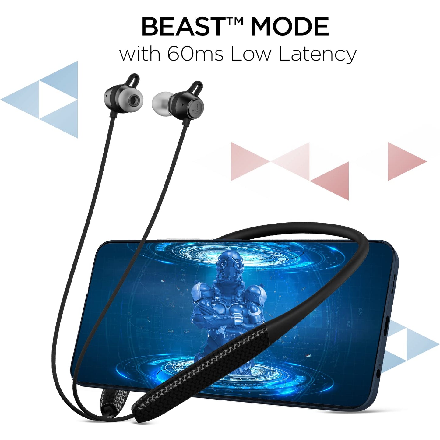 boAt Rockerz 255 Pro+ w/Upto 60 Hours Playback, ASAP Charge(10 Mins=20 Hours), Hearables App Support, Google Fast Pair, Dual Pairing & Bluetooth v5.2, IPX7, in Ear Neckband(Navy Blue)