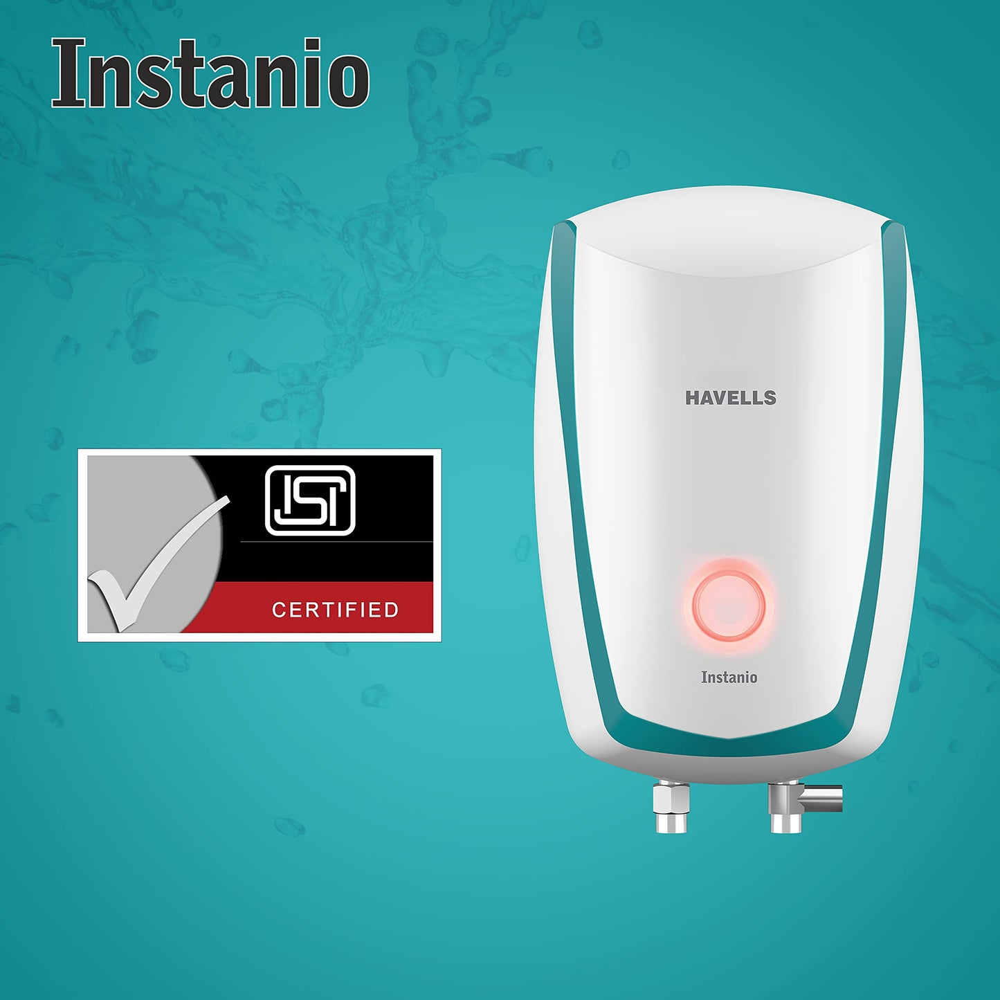 Havells Instanio 3 Litre Instant Water Heater | Color Changing LED Indicator, Rust & Shook Proof | SS Tank, ISI Certified, Warranty: 5 year on Inner Container ; 2 year comprehensive | (White Blue)