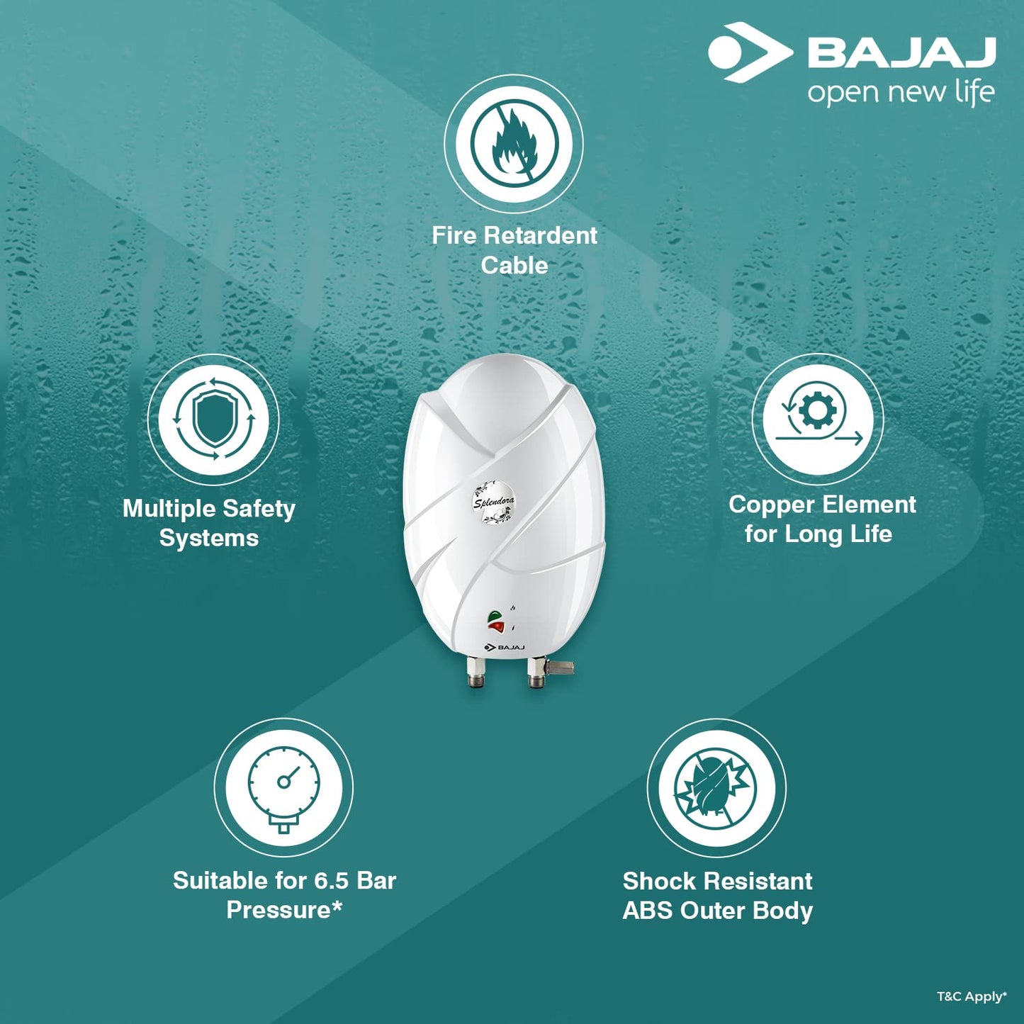 Bajaj Skive 5 Litre Instant Water Heater for home| High Grade SS Tank| Multiple Safety System| Suitable for High Rise| Shock Resistant| Rust Proof Outer| 5-Year* Tank Warranty by Bajaj |White