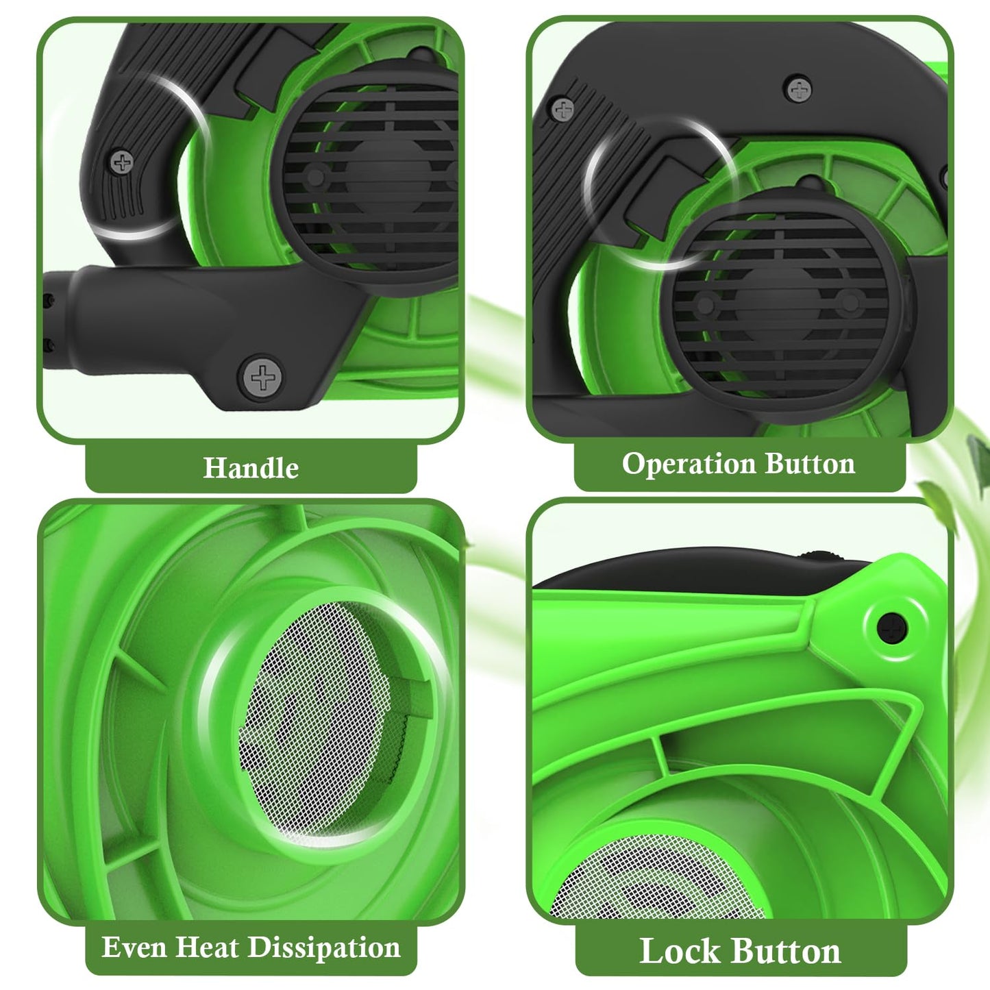 ORILEY 500W Electric Air Blower Garden Leaf Dust Cleaner 13000 RPM Suction 400GMS Airfoil Dirt Cleaning 170km/h Airflow with Unbreakable Body & Glossy Finish for Snow (Green)