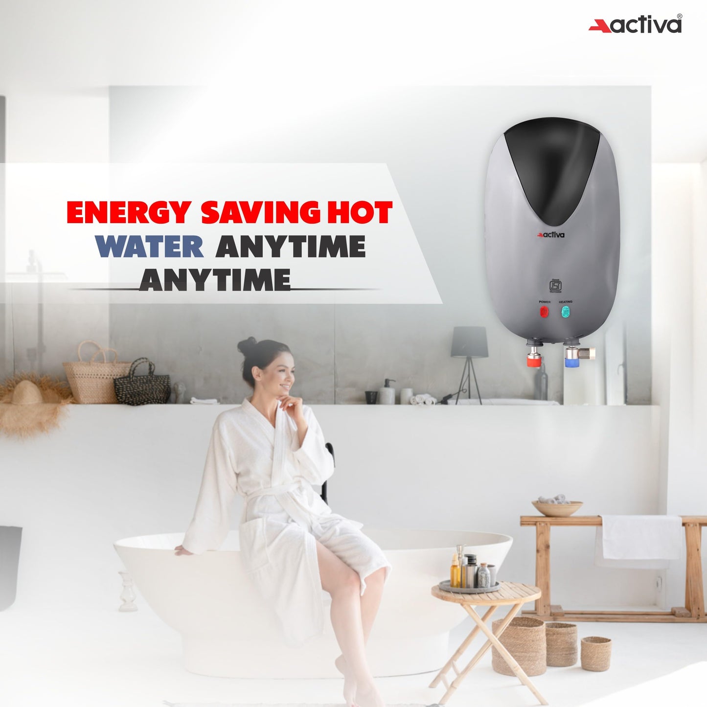 ACTIVA Instant Geyser 3 LTR 3 KVA Special Anti Rust Coated Tank, Full Abs Body Premium geyser Come With 5 Years Warranty (CD Green & Black),Wall