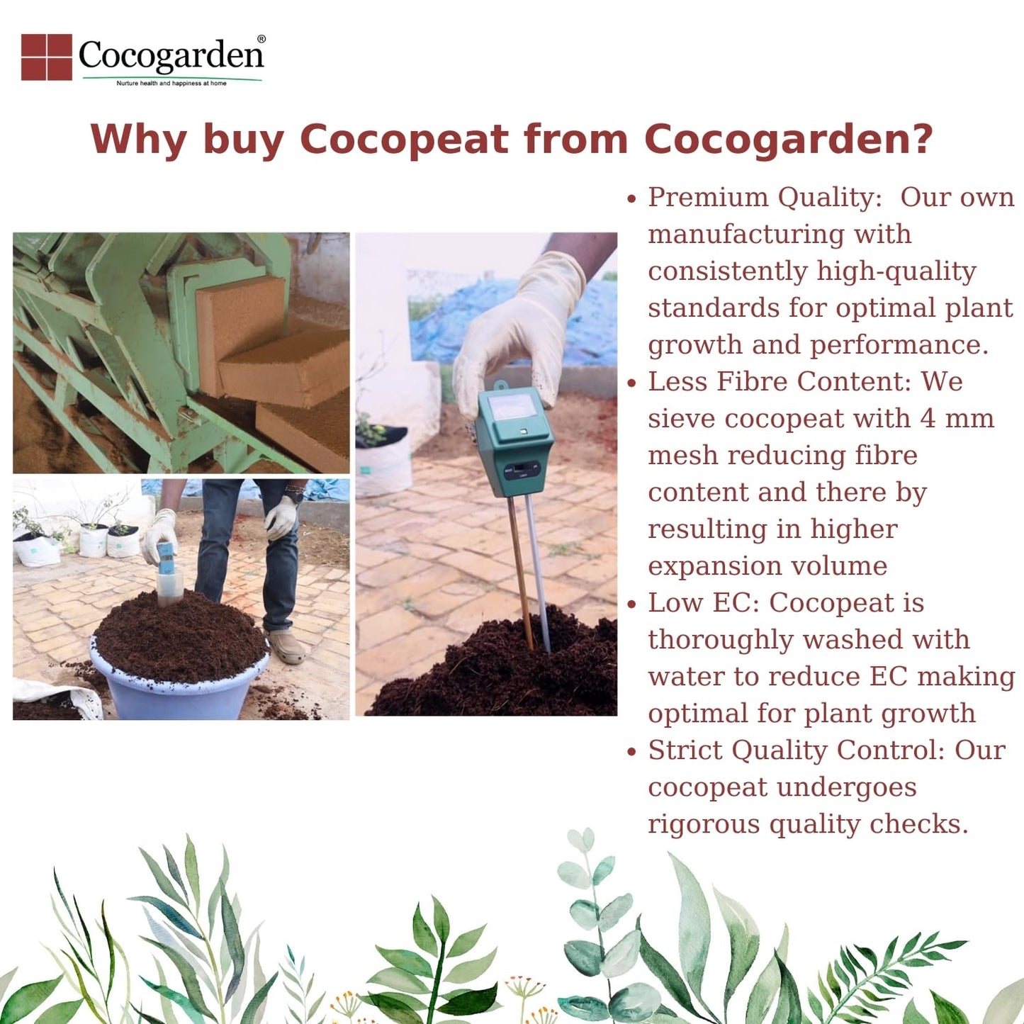 Cocogarden® Cocopeat Block - Expands Up to 75 litres of Coco Peat Powder & Cocogarden Enriched Vermicompost 5 Kg - Effective and Complete Plant Food