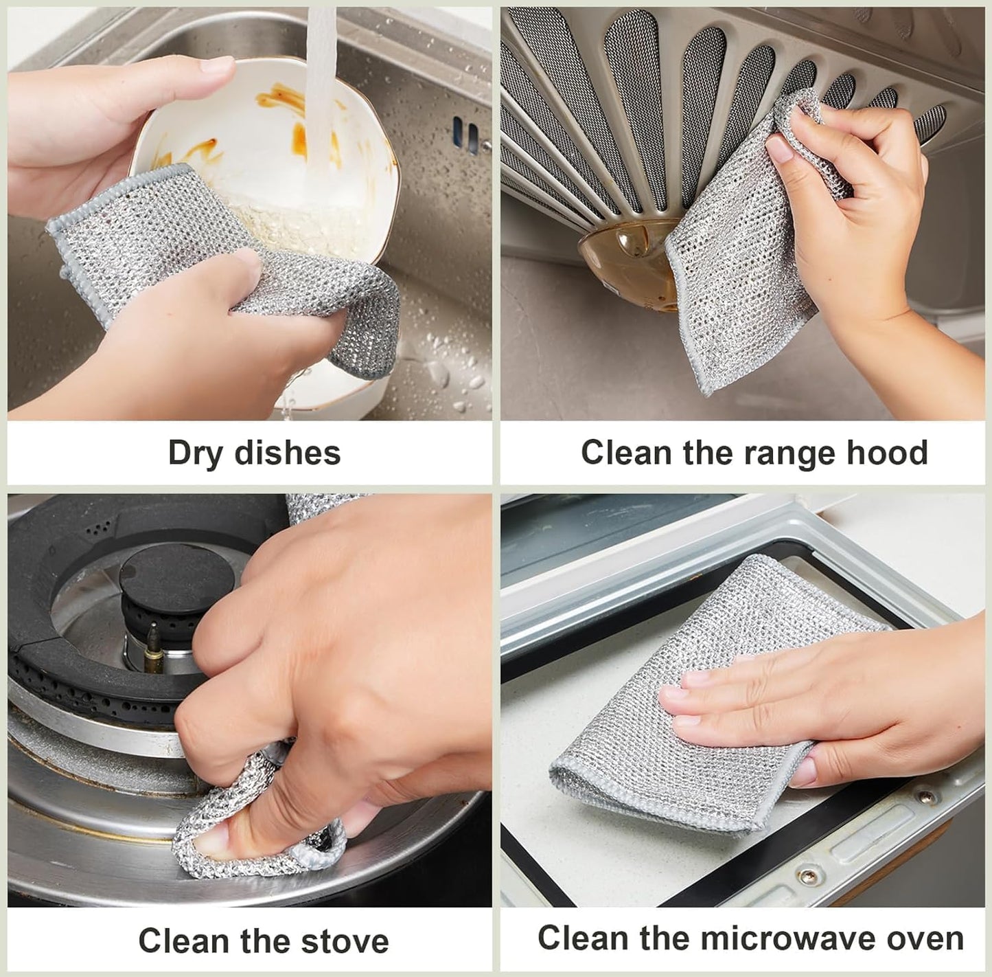 SHAYONAM Pack 15 Multipurpose Wire Dishwashing Rags for Wet and Dry Stainless Steel Scrubber Non-Scratch Wire Dishcloth for Washing Dishes Sinks Counters Easy Rinsing Machine Washable/*-