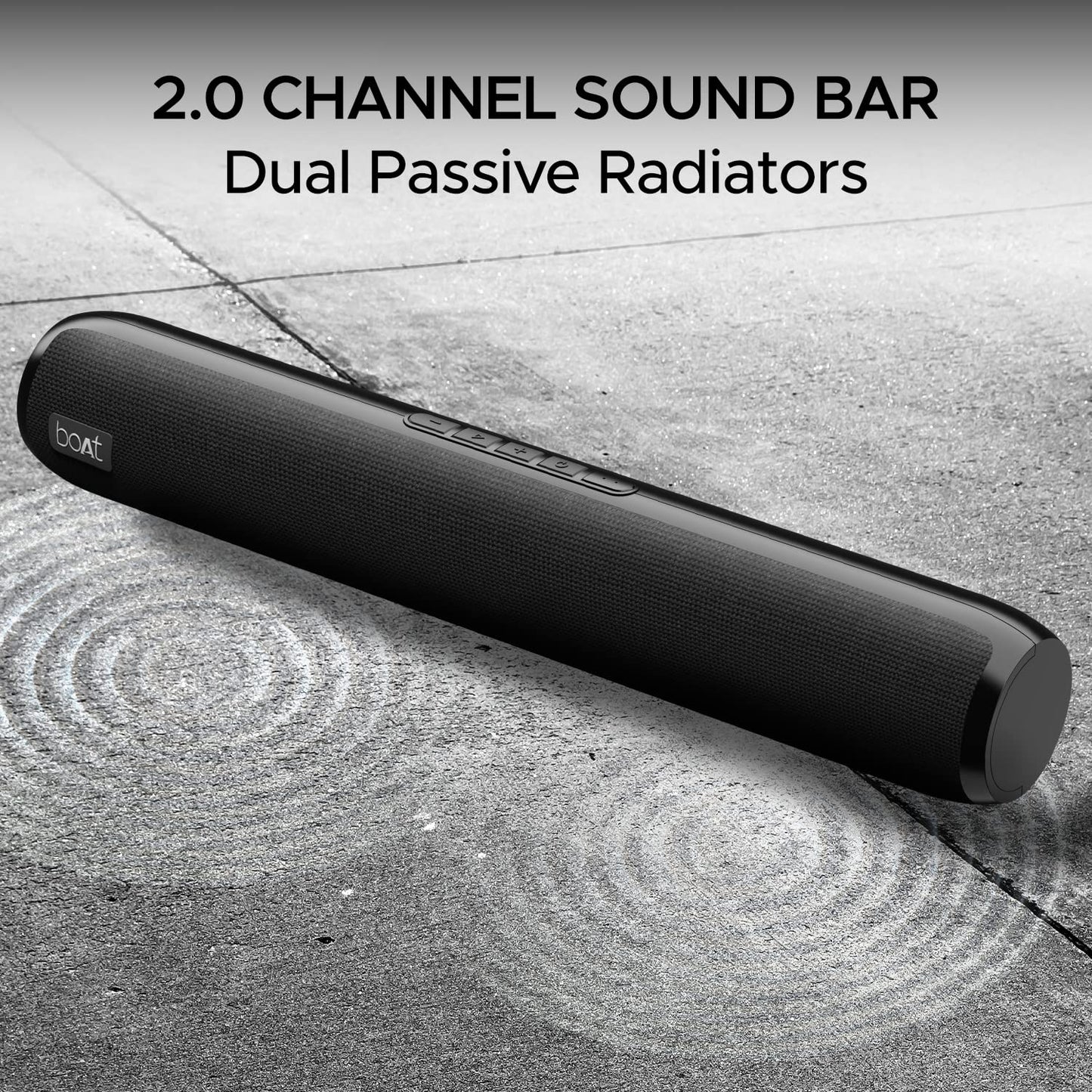 boAt Aavante Bar 610 Bluetooth Soundbar with 25W RMS Signature Sound, 2.0 Channel with Dual Passive Radiators, Upto 6 Hours Playback & Multi Connectivity(Charcoal Black)