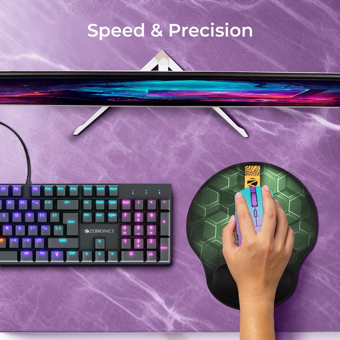 ZEBRONICS MSP-X1 Mouse Pad, for Speed and Precision Operation, Smooth Cloth Surface, Roll and Go, Optimised for All Mouse Sensors, Anti Slip Rubber Base, Surface of 232 x 182 mm