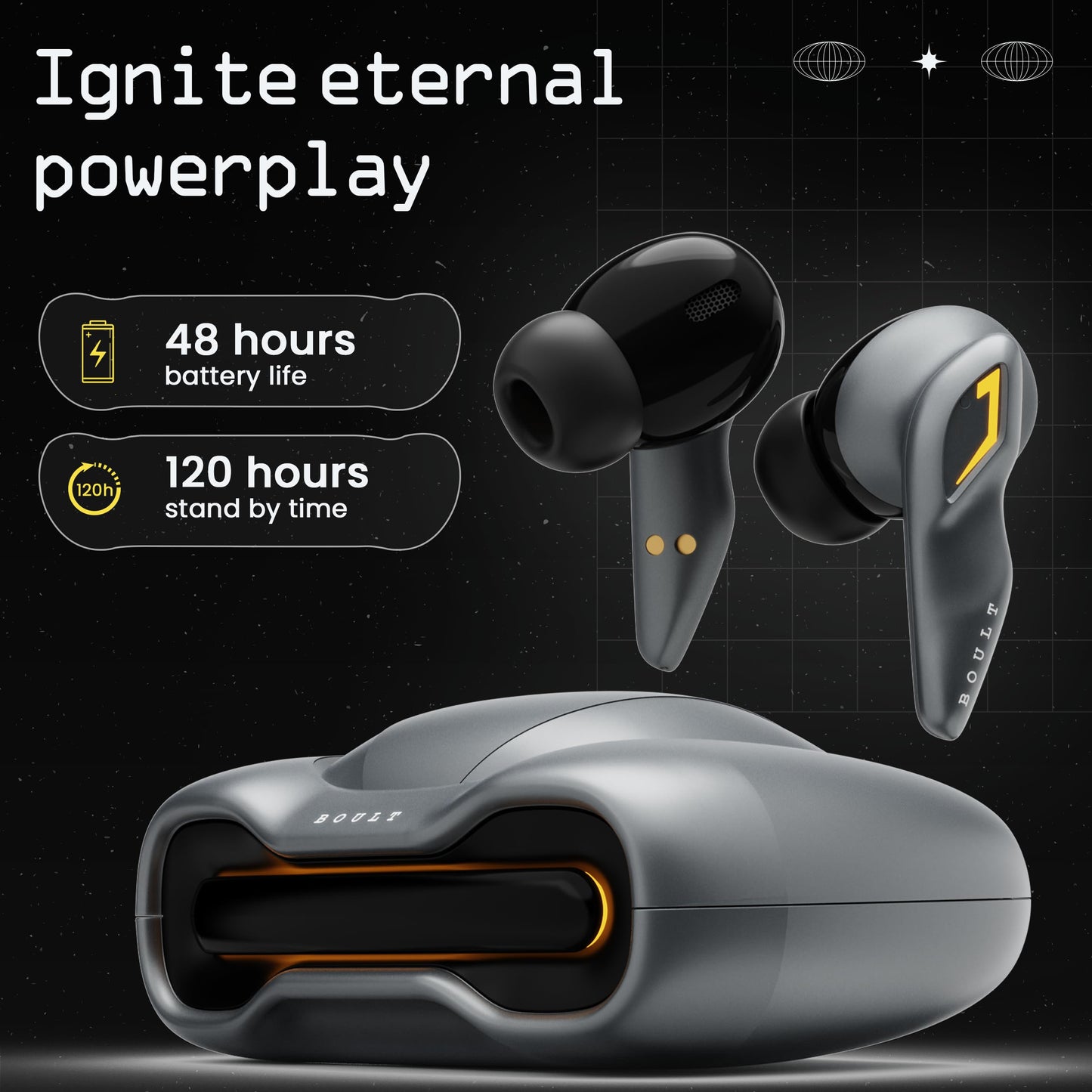 Boult Audio UFO Truly Wireless in Ear Earbuds with 48H Playtime, Built-in App Support, 45ms Low Latency Gaming, 4 Mics ENC, Breathing LEDs, 13mm Bass Drivers Ear Buds TWS, Made in India (White Opal)