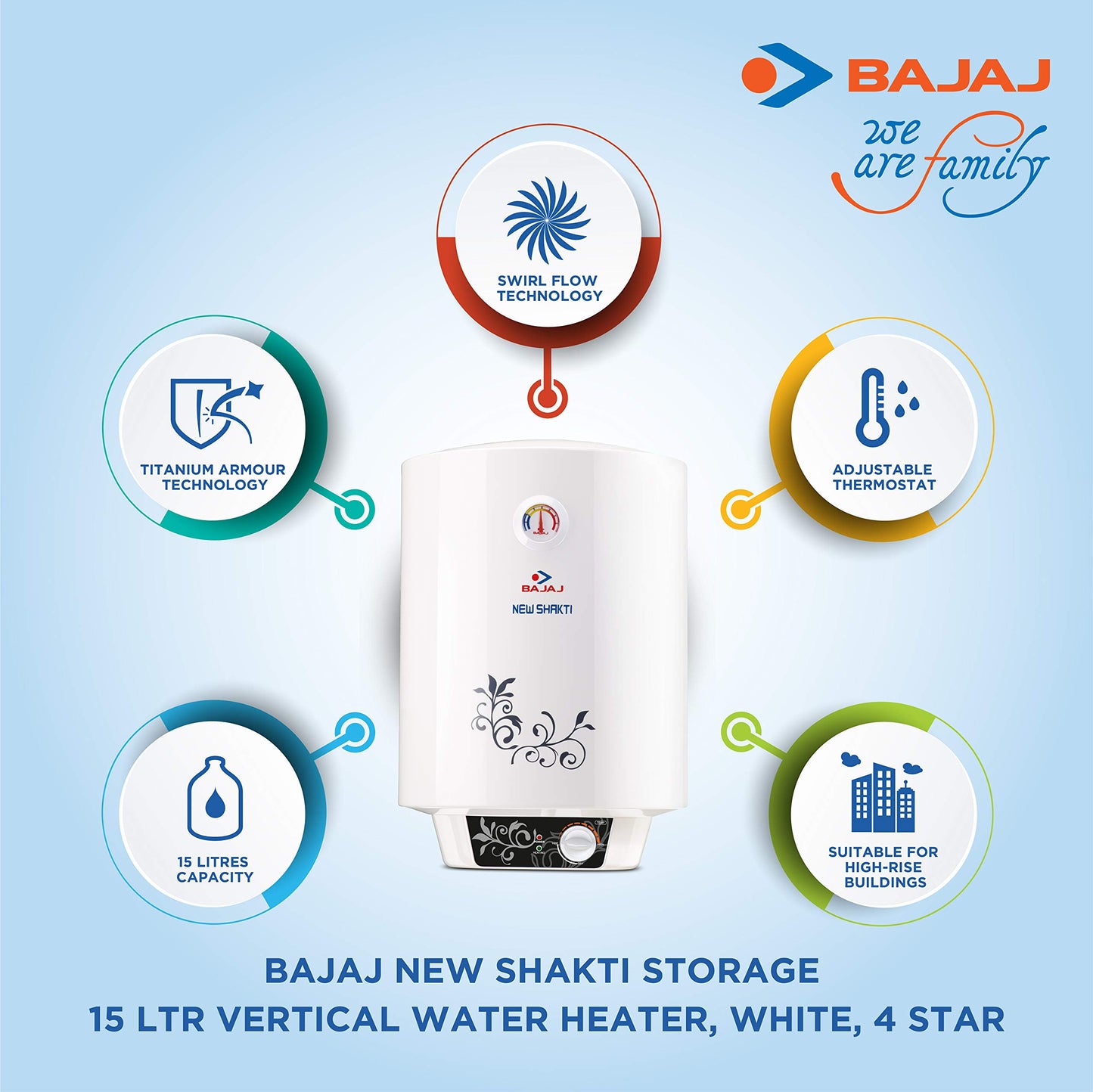 Bajaj Skive 5 Litre Instant Water Heater for home| High Grade SS Tank| Multiple Safety System| Suitable for High Rise| Shock Resistant| Rust Proof Outer| 5-Year* Tank Warranty by Bajaj |White