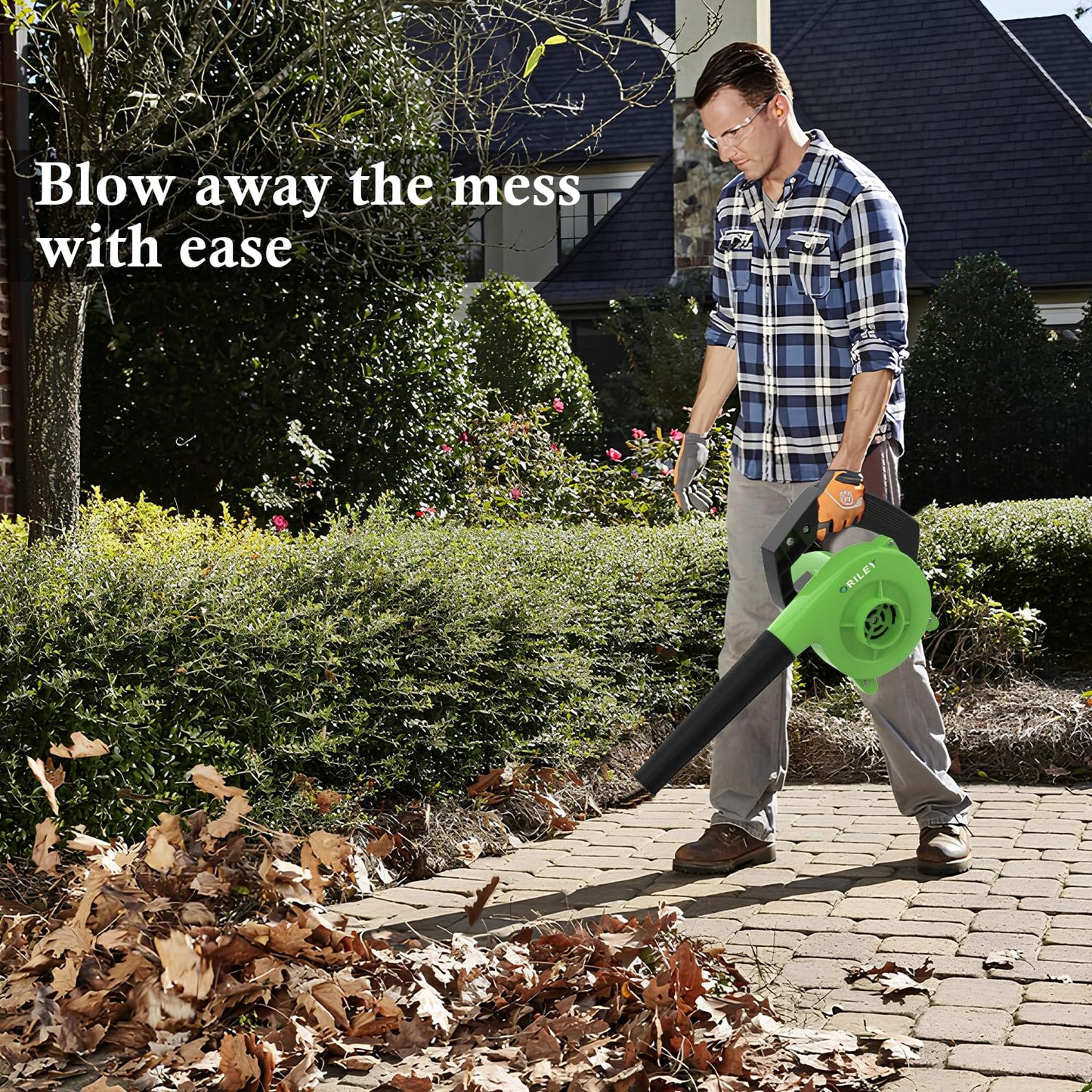 ORILEY 500W Electric Air Blower Garden Leaf Dust Cleaner 13000 RPM Suction 400GMS Airfoil Dirt Cleaning 170km/h Airflow with Unbreakable Body & Glossy Finish for Snow (Green)