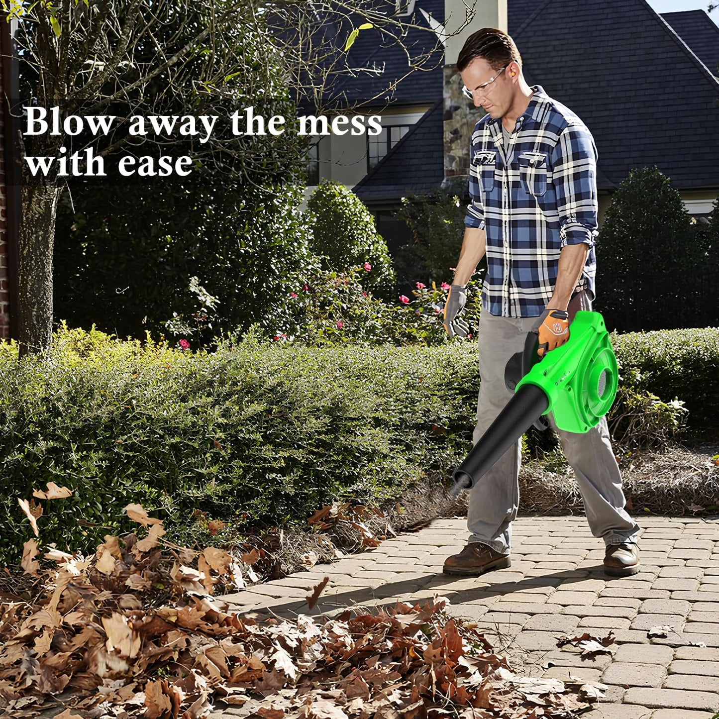 ORILEY 500W Electric Air Blower Garden Leaf Dust Cleaner 13000 RPM Suction 400GMS Airfoil Dirt Cleaning 170km/h Airflow with Unbreakable Body & Glossy Finish for Snow (Green)